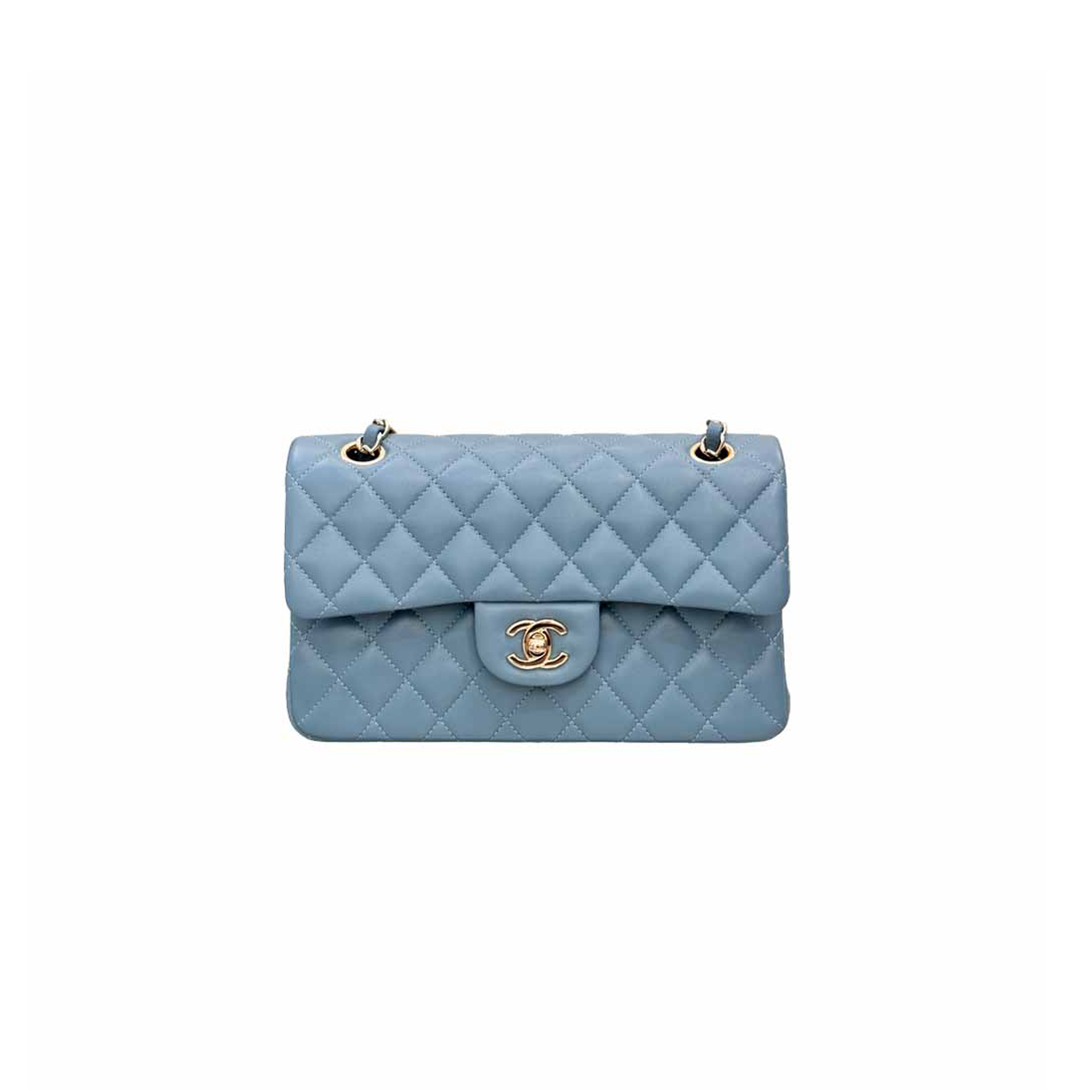 Ch*el small classic flap bag haze blue as1117 (23*14.5*6cm)